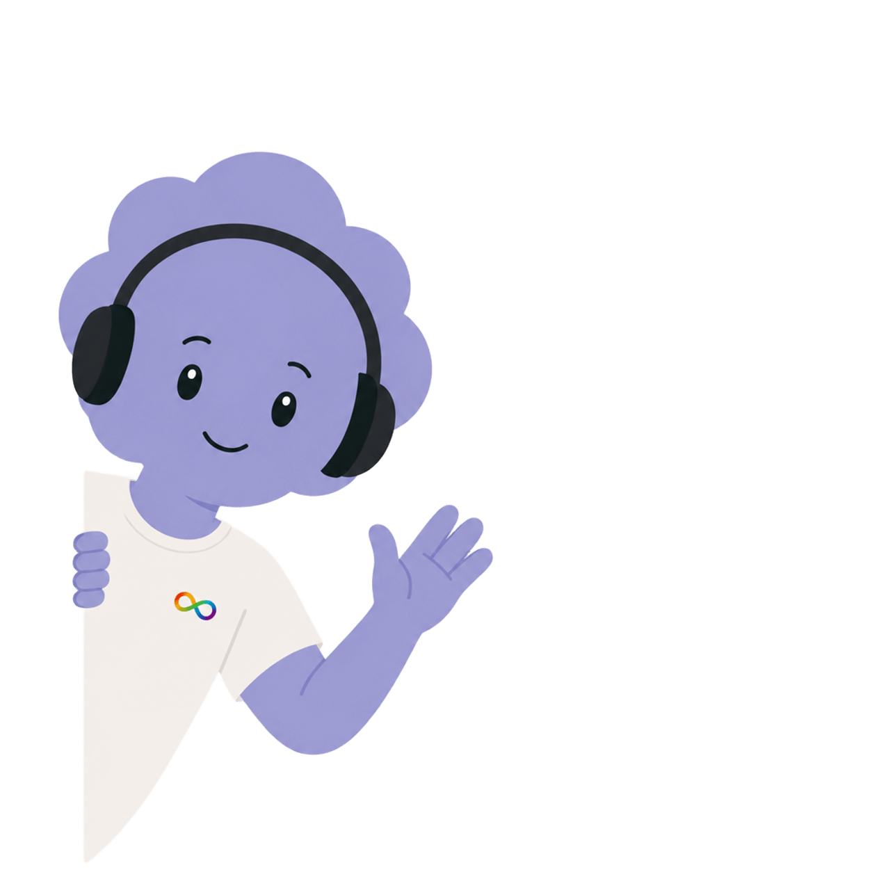MindyMinds mascot waving from the side